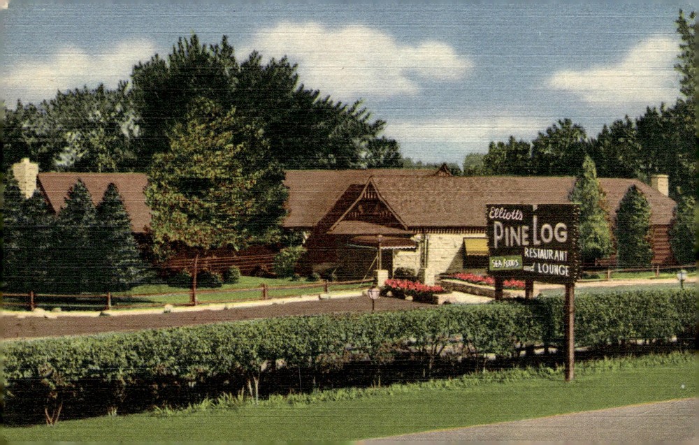 1950s Elliott's Pine Log Skokie Illinois Linen Curt Teich Restaurant Postcard