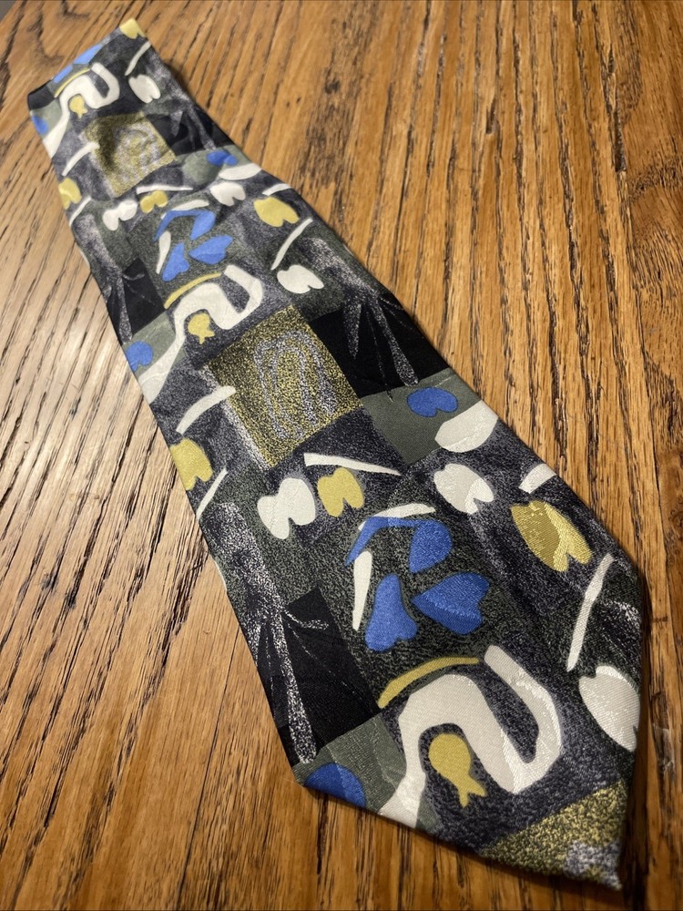 Vintage EUC Stefano Milano Abstract Silk Hand Made Tie Necktie Made In Italy