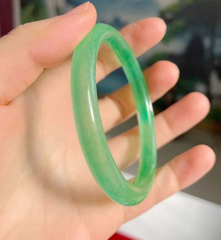 57mm Certificate Myanmar Natural Jade Green Jade Bracelet 2154