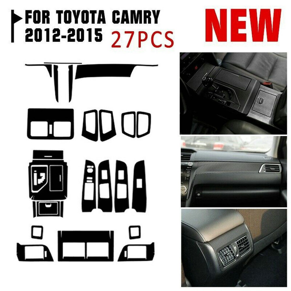 27pc For Toyota Camry 2012-15 Carbon Fiber Car Interior Decor Kits Trim Sticker