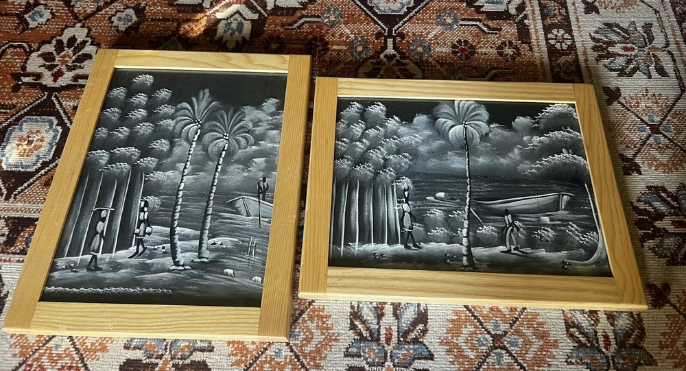 Pair of Framed Folk Art Haitian Paintings
