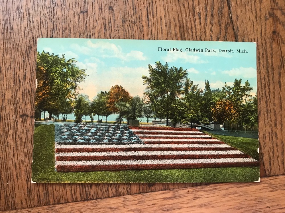 Floral Flag Gladwin Park Detroit Michigan Postcard