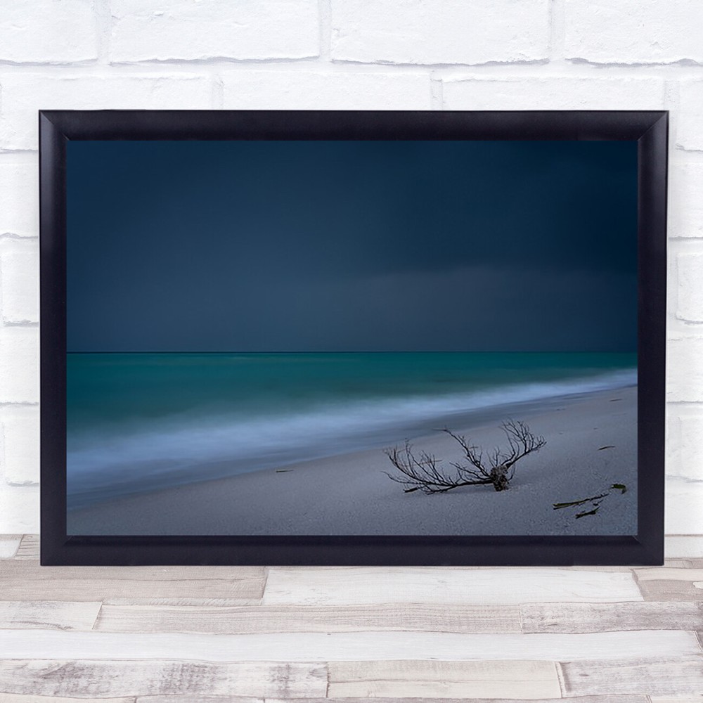 Atlantic Storm Arriving Beach Sand Ocean Sea Surf Sky Rain Clouds Wall Art Print