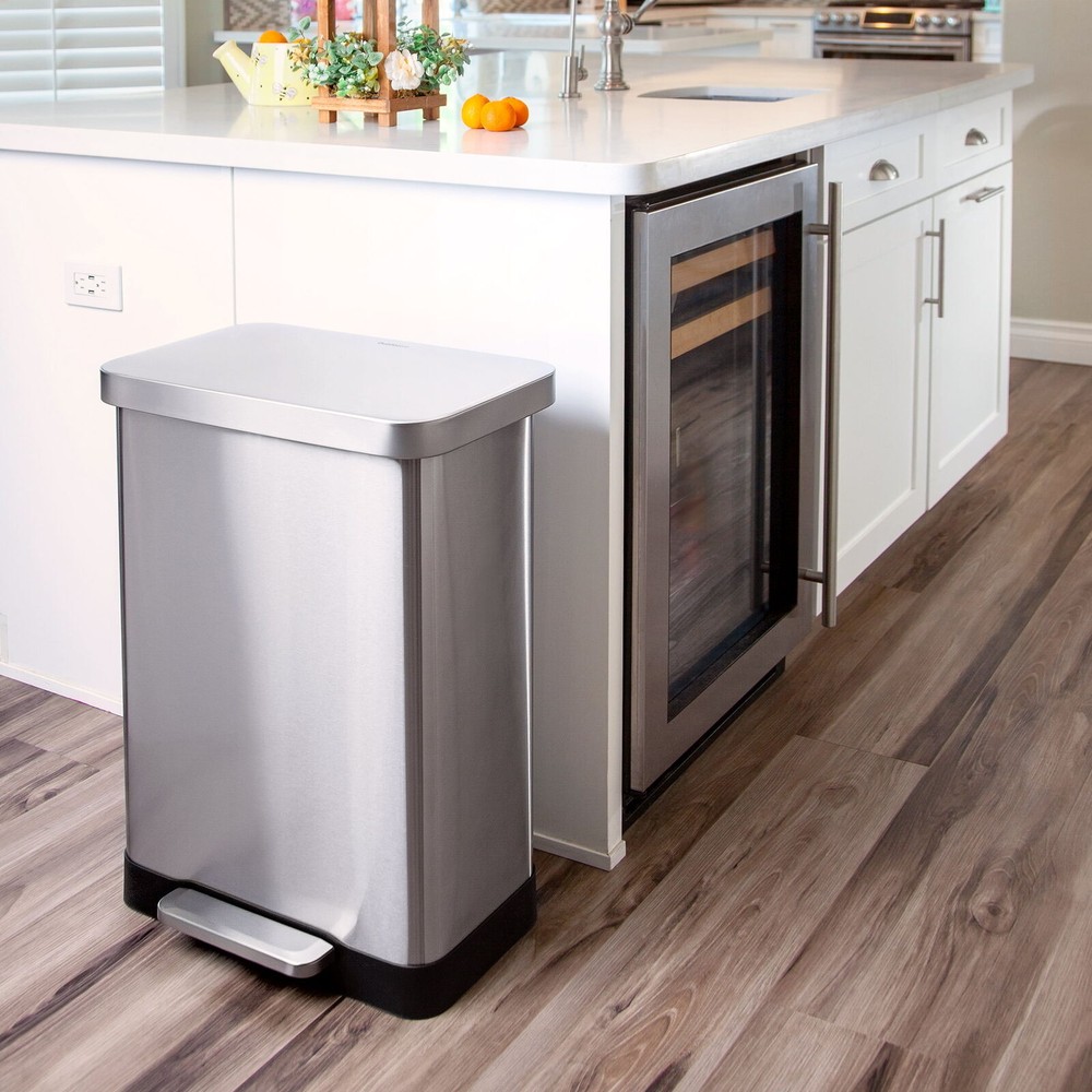 NEW 20 Gallon Trash Can Stainless Steel Step On Kitchen Garbage Can Wastebaskets