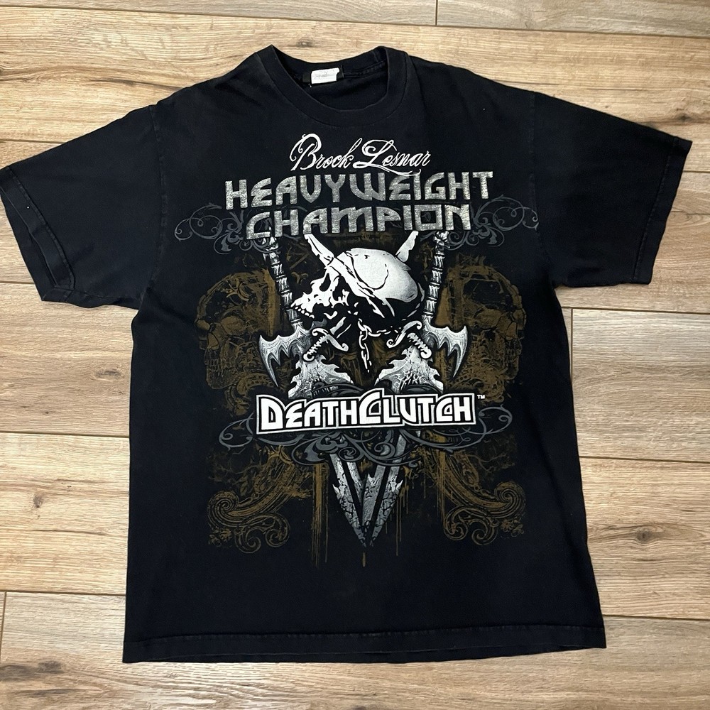 Y2K Brock Lesnar Heavyweight Champion Death Clutch UFC MMA Skull Emo T-Shirt L