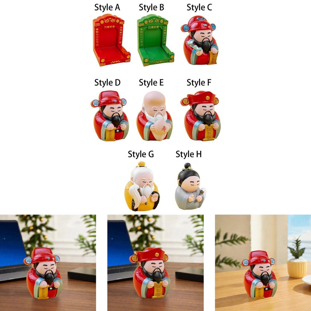 Chinese God Figure Tabletop Ornament Multifunctional Collectible Cute Feng Shui