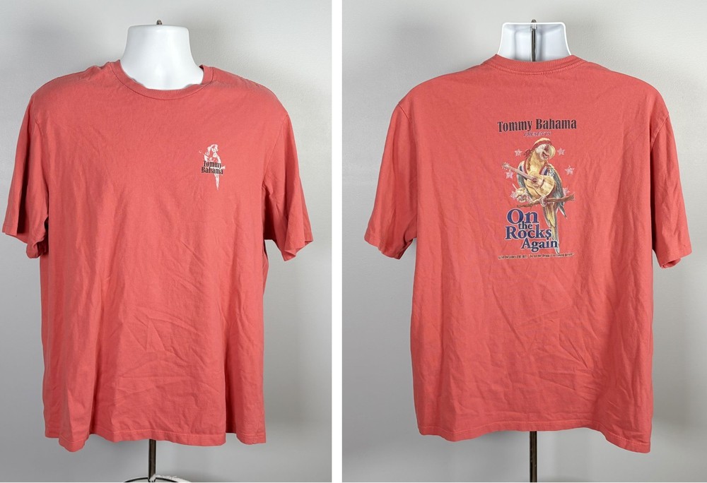 Tommy Bahama On the Rocks Again Parrot Logo T Shirt Mens XL Cotton Relax