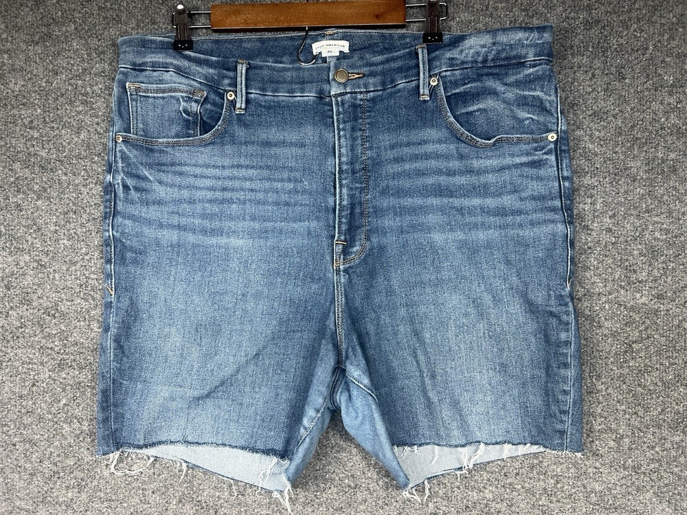 Good American Cut Off Denim Blue673 Jeans Women’s Plus Size 20 Shorts GLCI380T