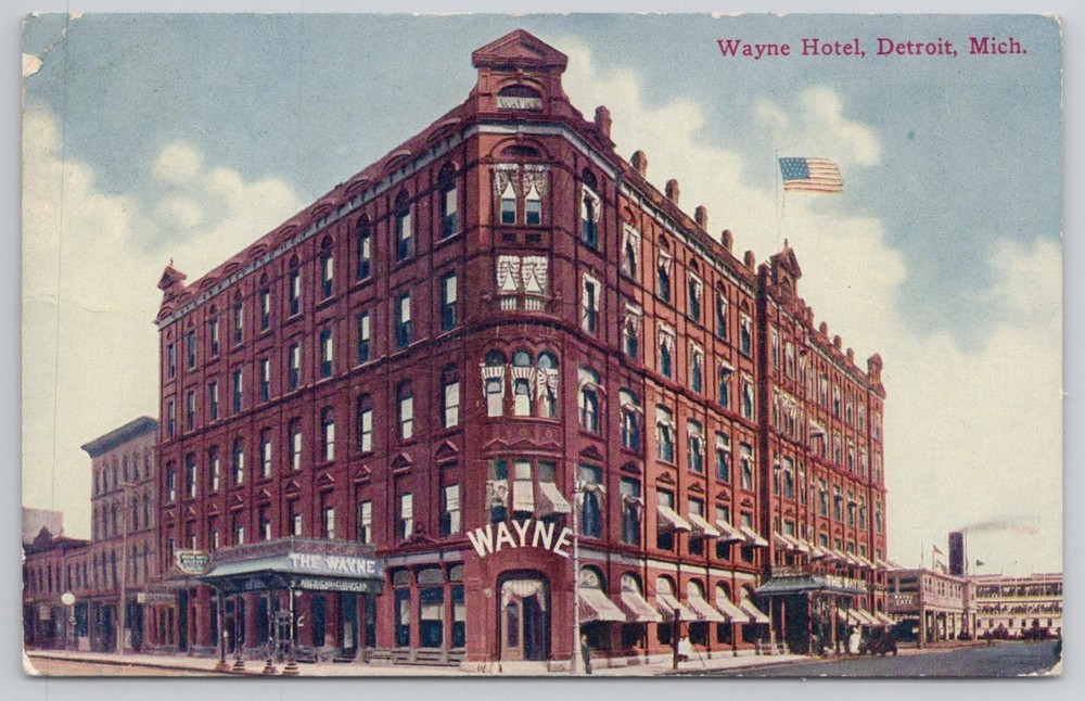 Wayne Hotel Detroit Michigan 1912 Postcard Jefferson Avenue Historic
