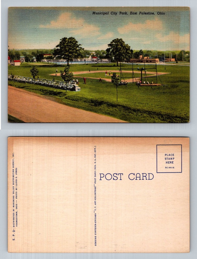 East Palestine, OH-Ohio, Municipal City Park Baseball Field Vintage Postcard