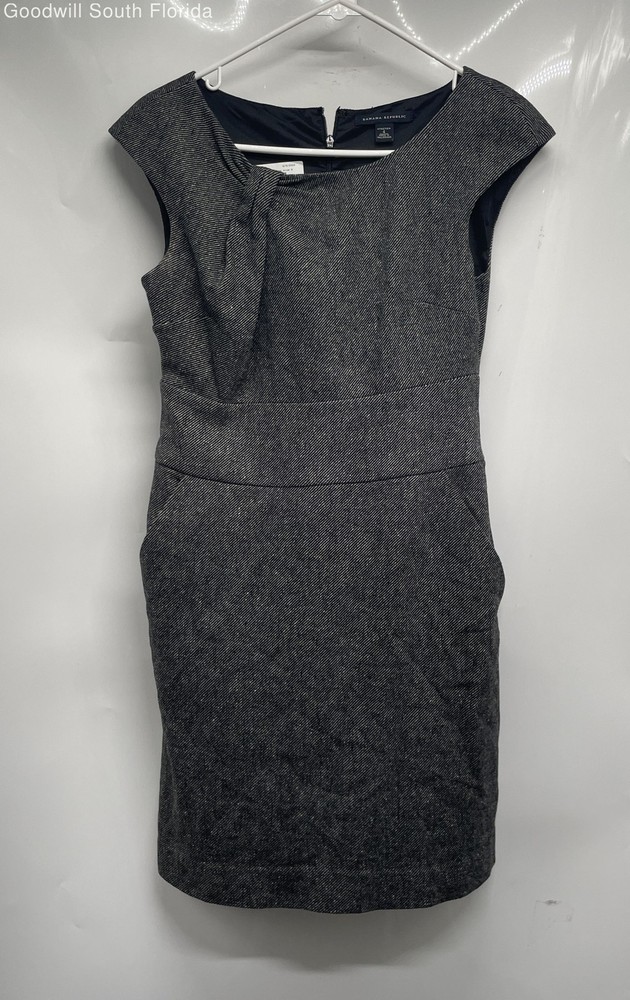 Banana Republic Womens Gray Stretch Cap Sleeve Pockets Sheath Dress Size 4