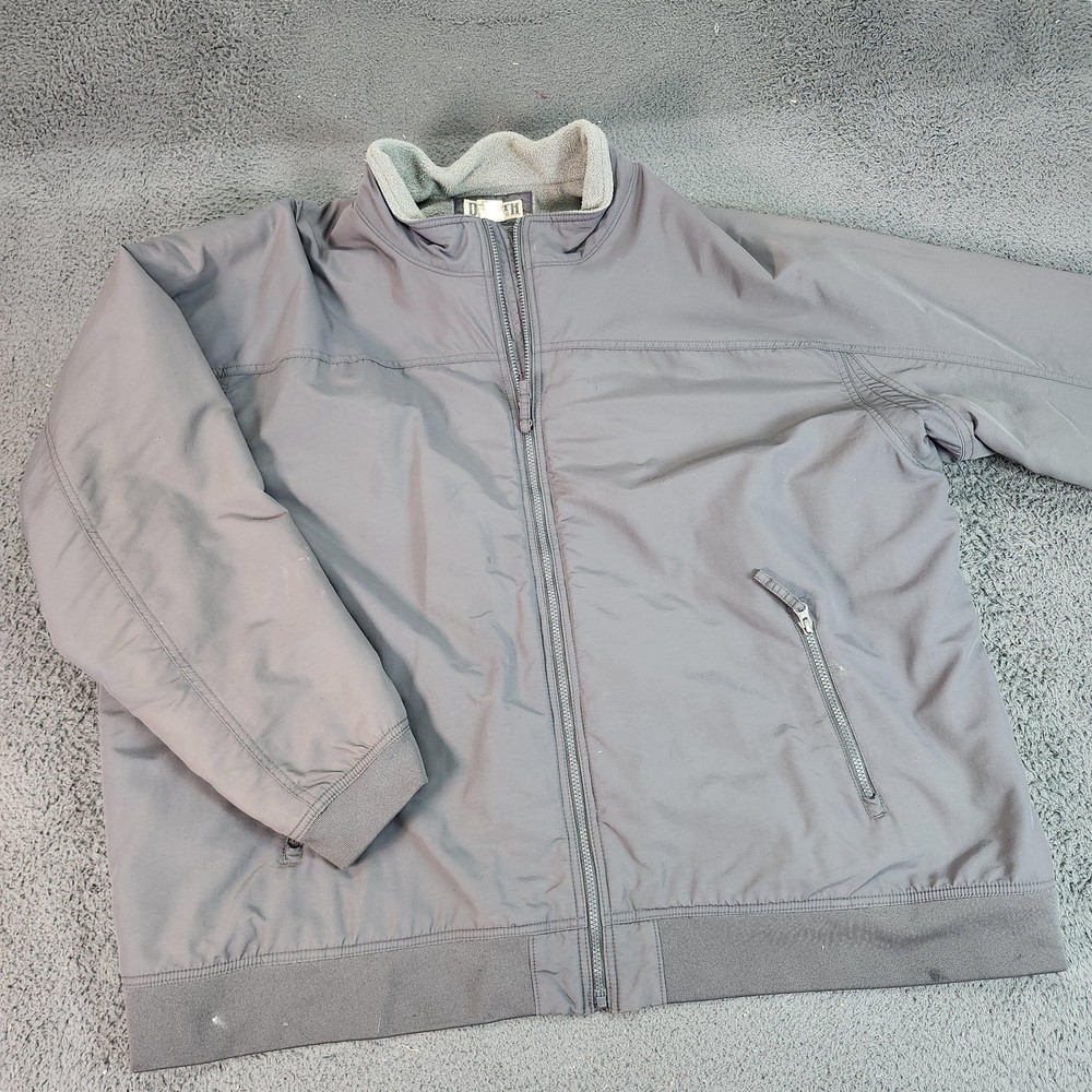 Duluth Trading Co Jacket Mens 4XL Gray Fleece Lined Nylon Bomber Zip Workwear