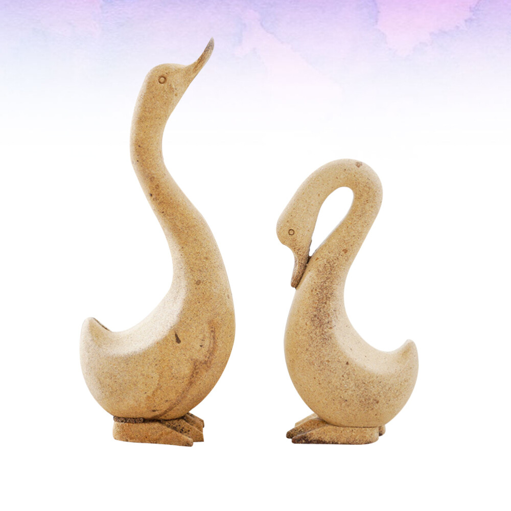 DIY Woodcraft Ornament Vibrant Colors Paint Desktop Ornament Stand Goose Statues