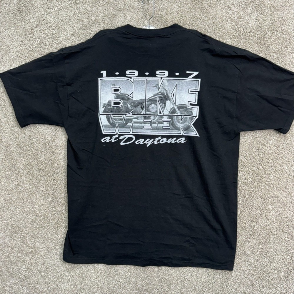 Jerzees Daytona Bike Week T-Shirt Men XL Black 1997 Eagle Graphic Vintage