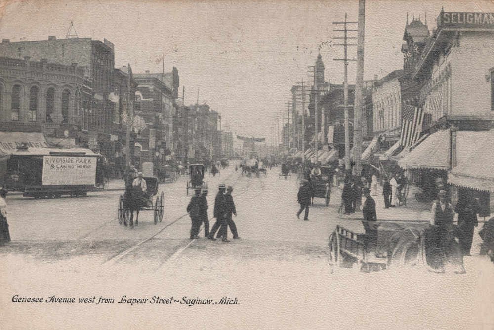 Saginaw MI Michigan ~ Genesee Ave west from Lapeer Street - Riverside Park 1907