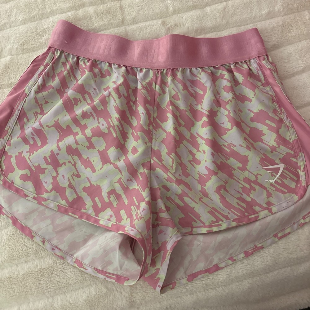 gymshark womens athletic shorts / color: pink and yellow / size: medium