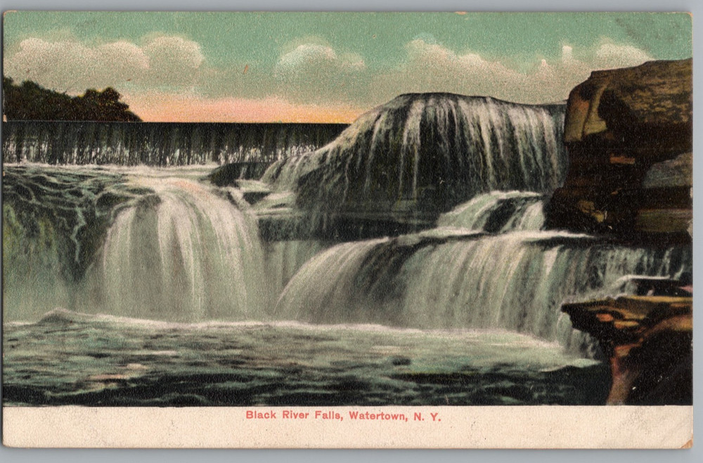 New York Watertown Black River Falls Unposted American News Postcard