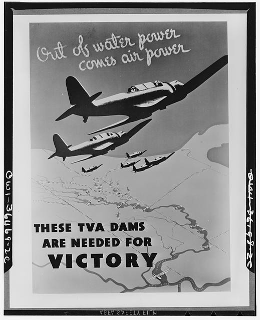 Tennessee Valley Authority TVA Dams Needed for Victory WWII Poster 1940s