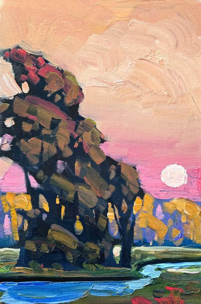 Original California Impressionism Landscape Boho Artist Signed Hawkins Painting