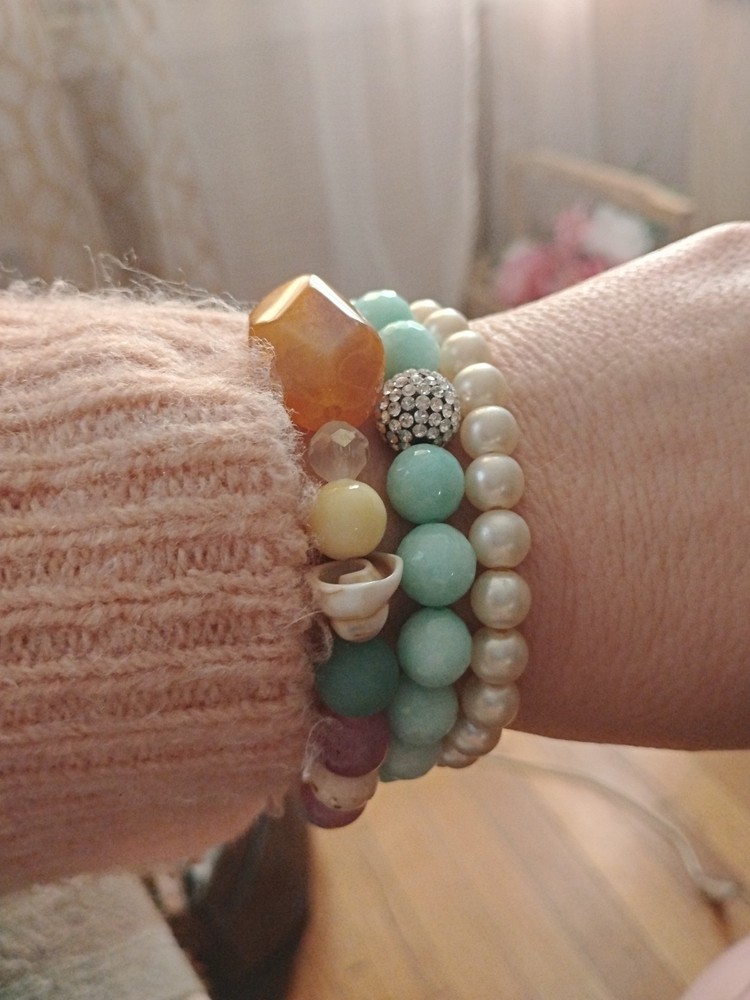 Stretchy Bracelets, Set Of Three, Size 6.5 To 7.5 Wrist