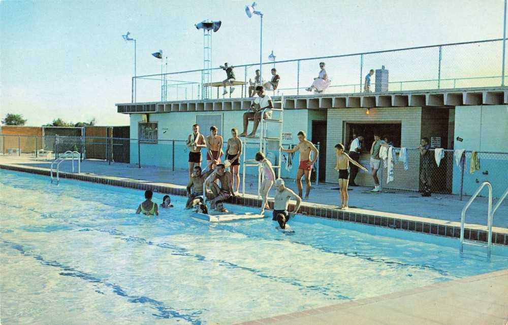 Allen Memorial Swimming Pool Greensburg Indiana IN Chrome c1970 Postcard