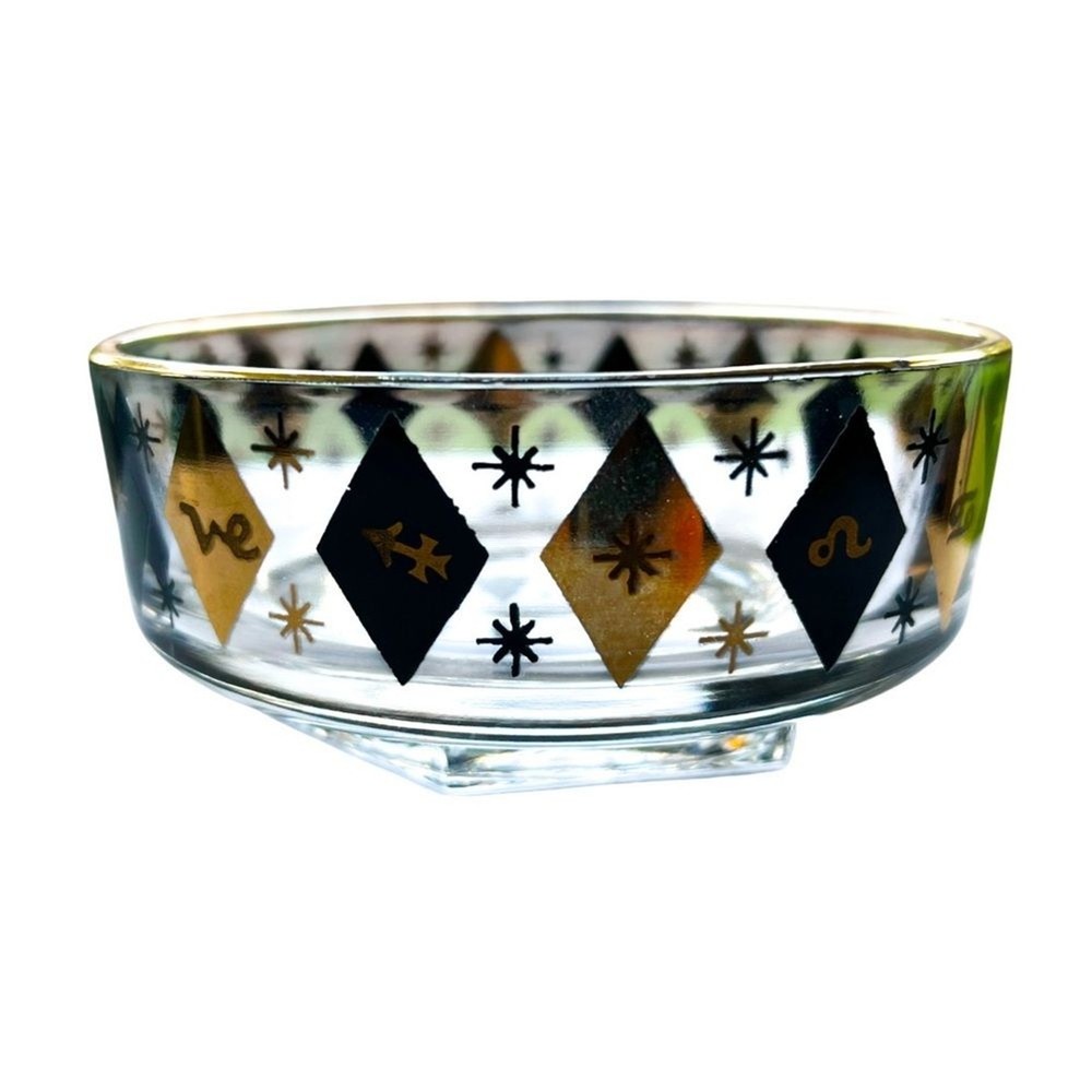 Anchor Hocking Zodiac Astrological Glass Bowl 60’s Vintage MCM