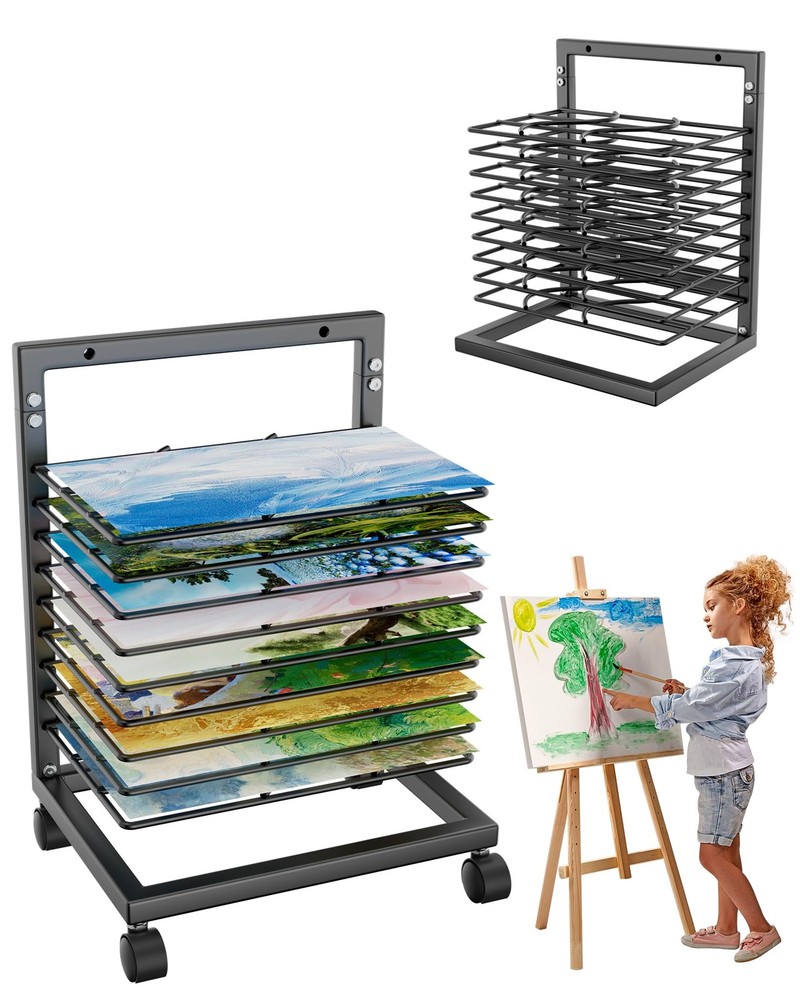 9-Shelf Removable Art Drying Rack for Wall Paint Storage and Organization