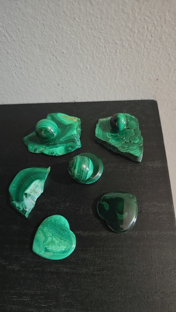 Polished Malachite Mineral Display Specimens Set of 8