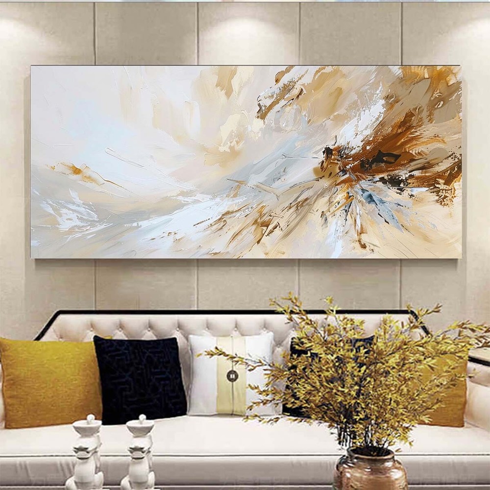 Gray and Yellow abstract hand-painted oil painting Home Decor For Living Room
