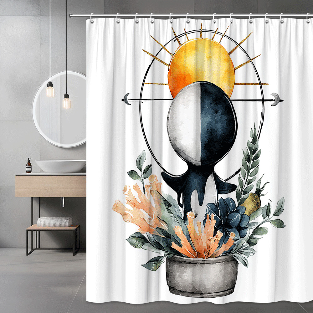 Moon Sun Floral Shower Curtain Graphic Print