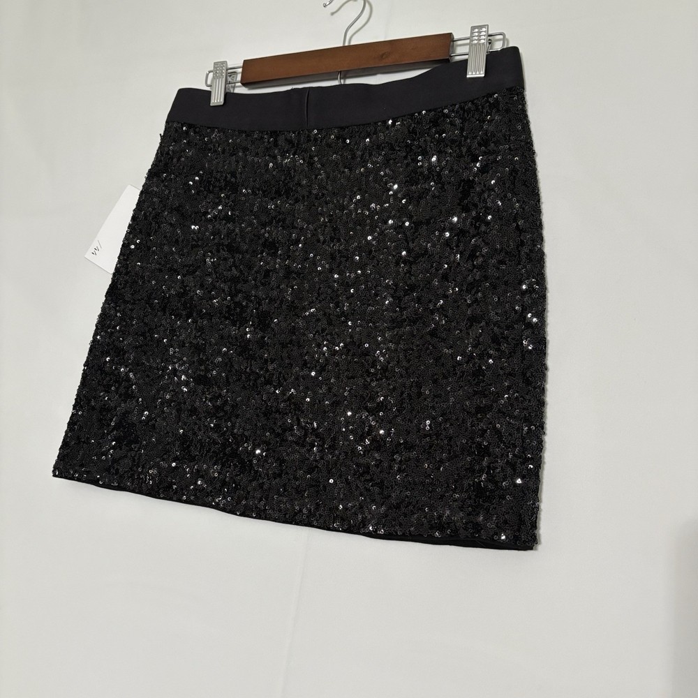 Bailey 44 Skirt Women Medium Black Sequins Mini Stretch New Years Cocktail Party