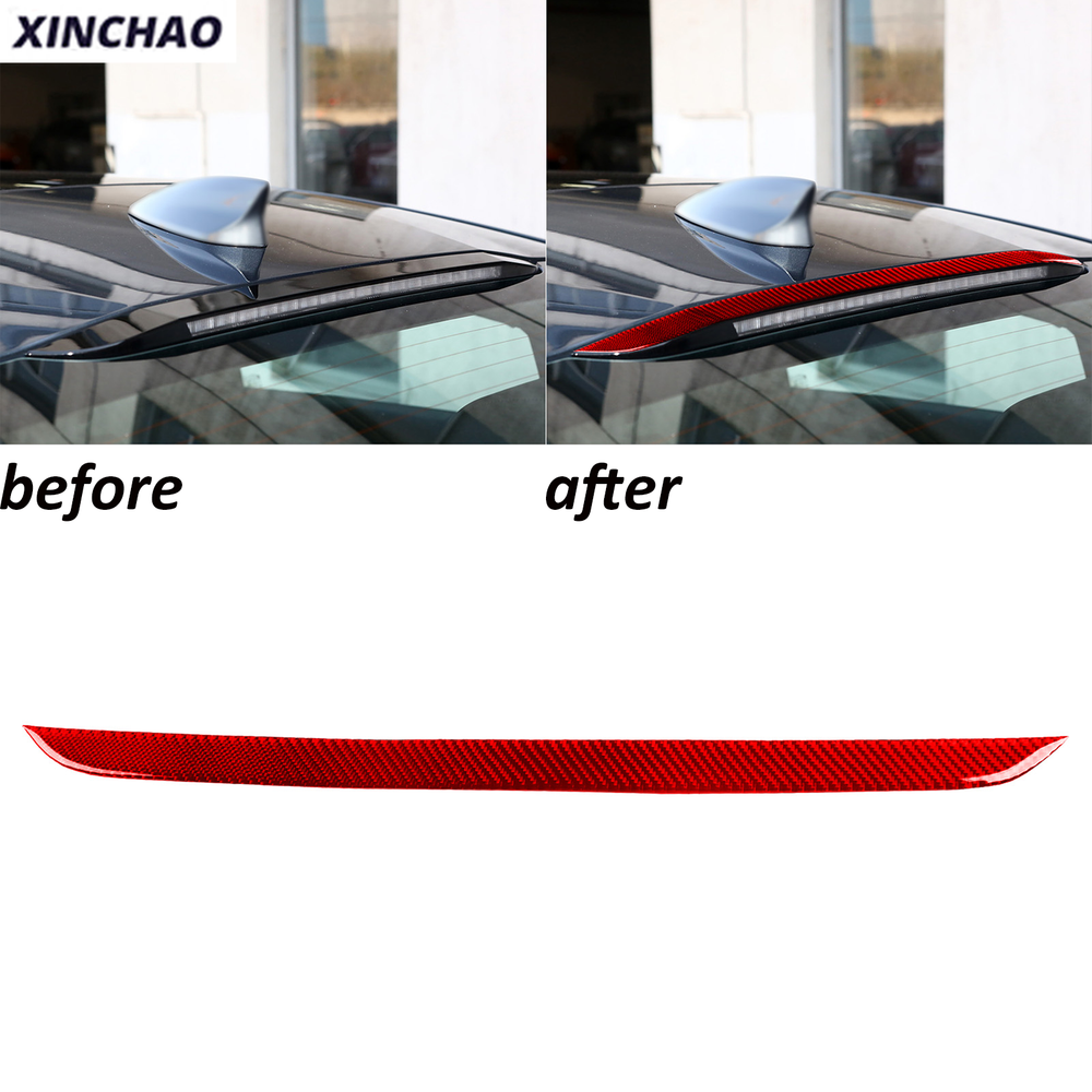 Red Carbon Fiber Car Roof Brake Light Panel Trim For Chevrolet Malibu 2016-2025