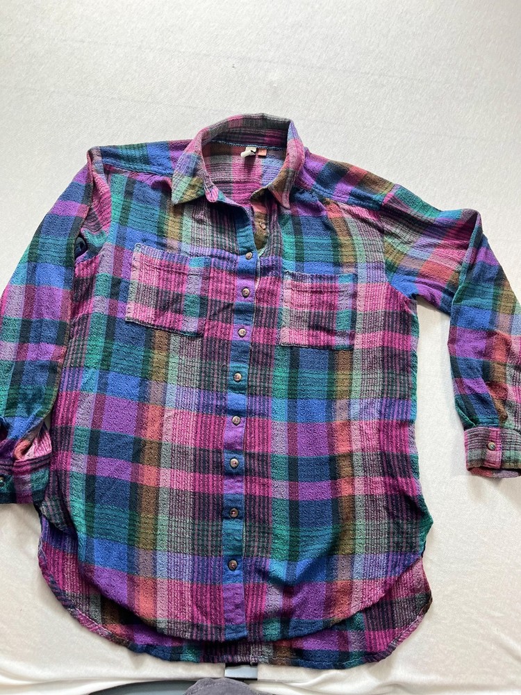 Anthropologie Pilcro Women's Plaid  Button-Up Long Sleeve Shirt Size S