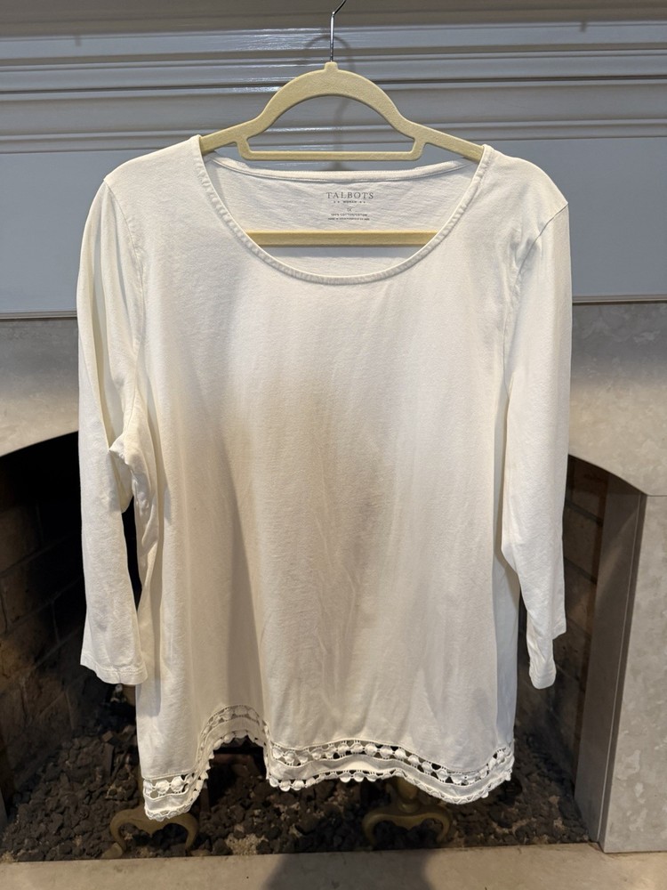 Talbots 3/4 Sleeve Top With Hemline Embellishment Size 1X
