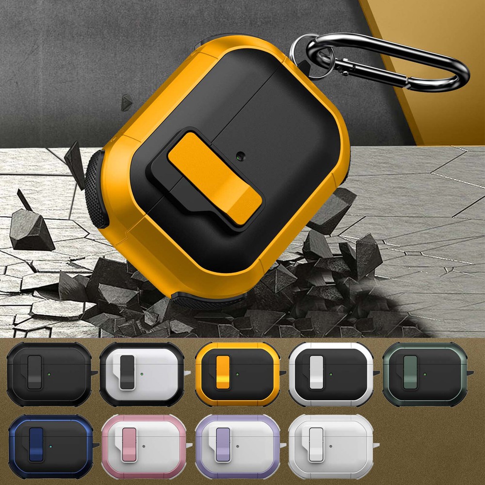 For Airpods 4/3/2/1  Airpods Pro 2/1  Full-Body Hard Case with Secure Lock Clip