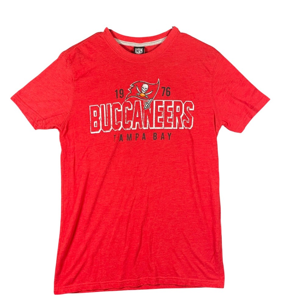 NFL Team Apparel Tampa Bay Buccaneers Red Heathered Graphic T-Shirt Small Casual