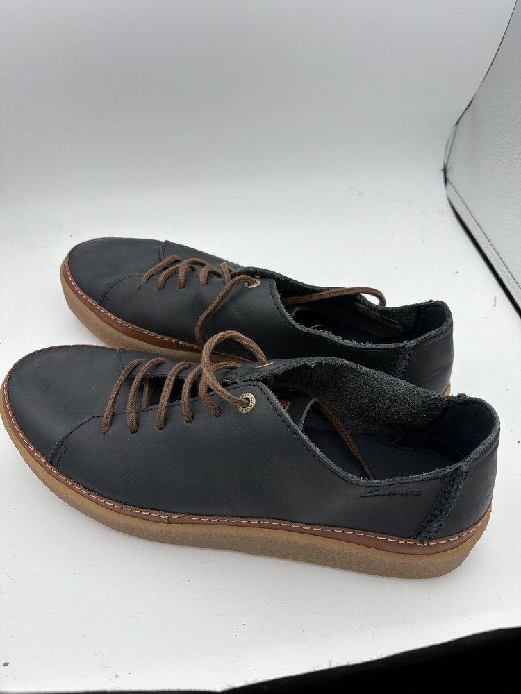 Clarks Shoes Mens Size 12 Black Leather Lace Up Sneakers Comfort Collection