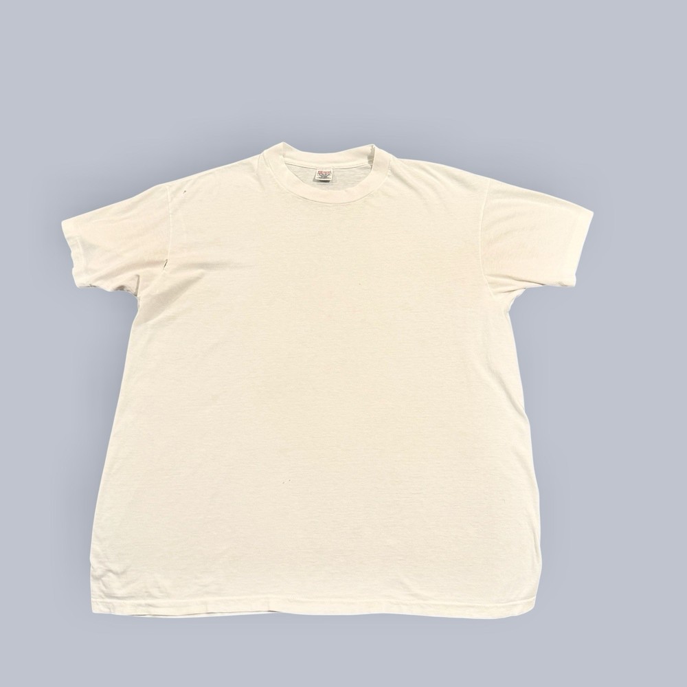 Vintage Hanes 80's/90's White Single Stitch Blank T-Shirt Size XL (46-48)