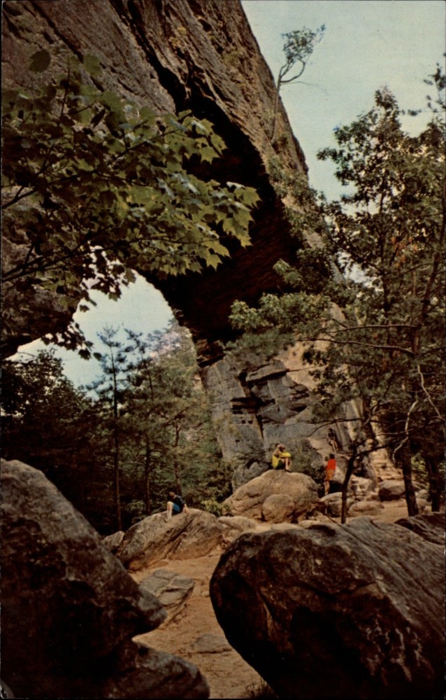 Slade Kentucky Natural Bridge State Resort Park rock formation vintage postcard