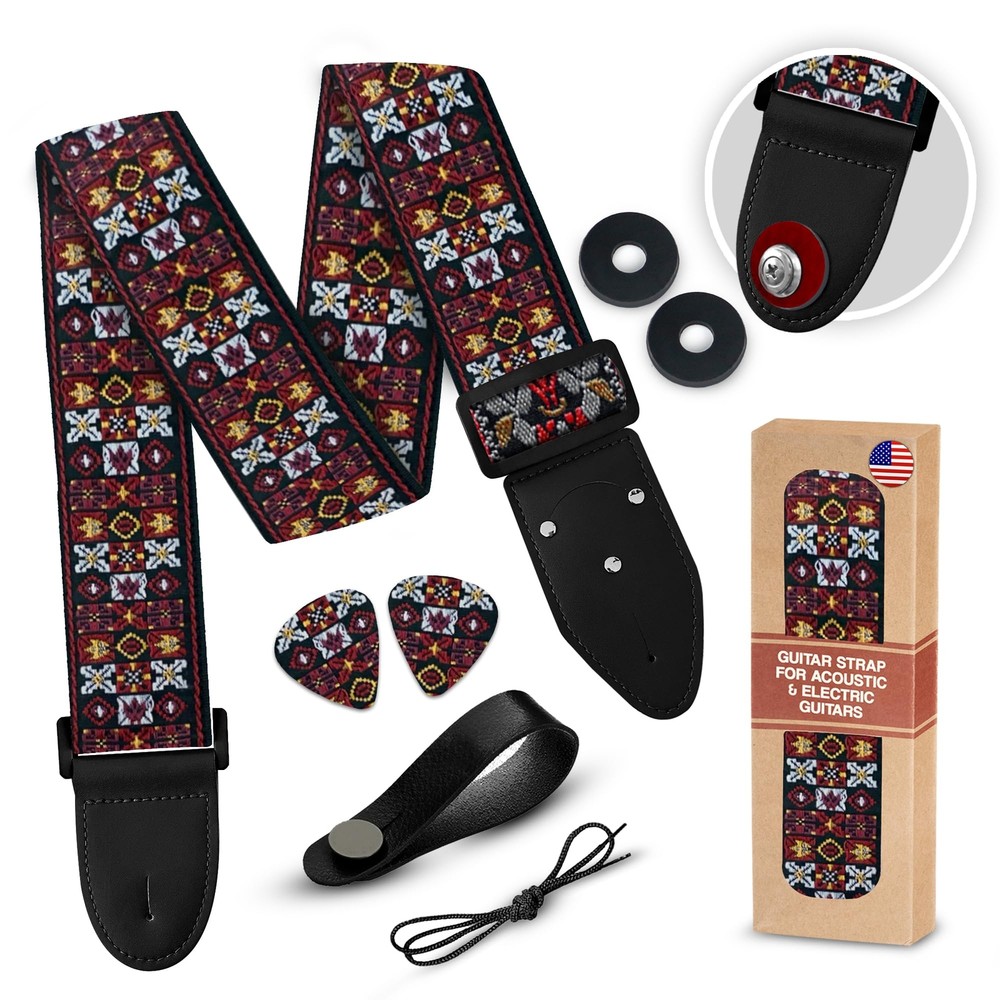 Guitar Strap Premium Padded For Electric, Acoustic, and Bass. Adjustable Uniq...