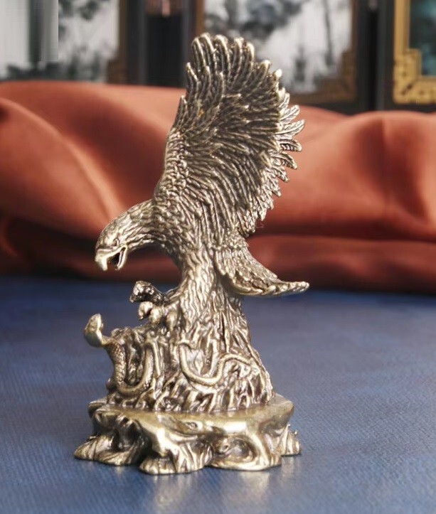 Brass Flying Eagle Animal Statue Small Sculpture Tabletop Figurine Decor Gifts