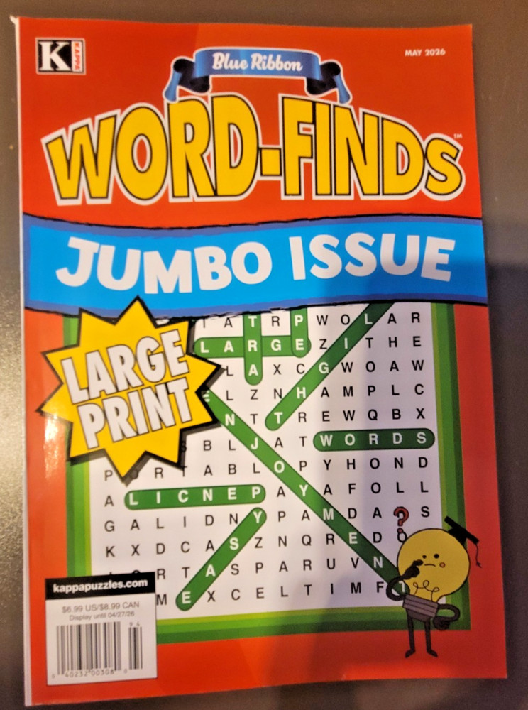 Blue Ribbon Word Finds by Kappa - Jumbo Issue - Large Print - May 2026 - New!