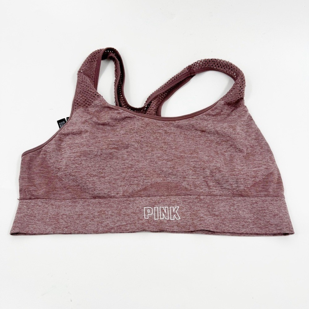 ✅ Victoria's Secret Pink Sport Seamless Lightly Lined Bra Gray & Rose X-LARGE