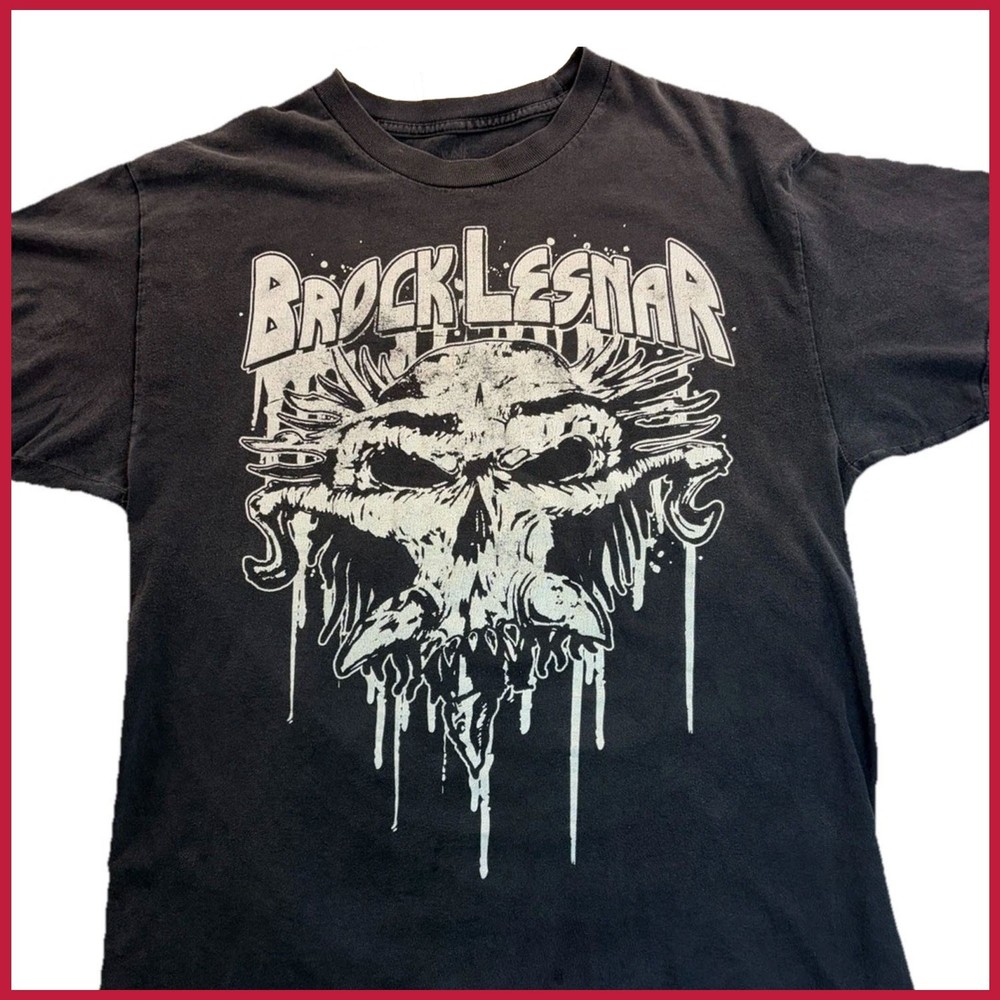 Brock Lesnar WWE T Shirt Skull Graphic MMA Wrestling Tee Reprint Gildan
