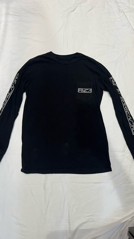 RVCA Long Sleeve Shirt Black, Size Large/ Logo on Front And Back