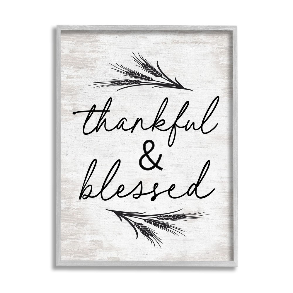 Thankful & Blessed Rustic Wheat Sprig Motif, Design by Lettered and Lined, Gr...
