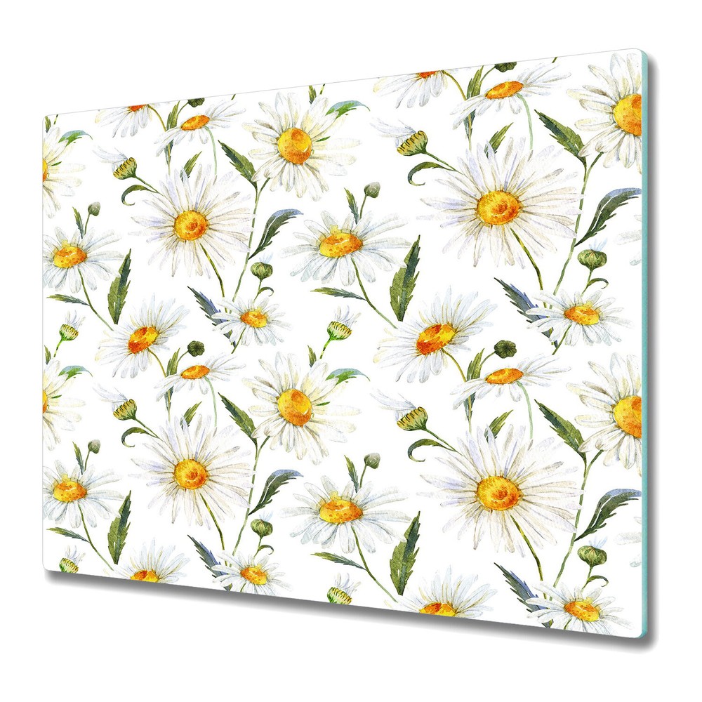 Glass Surface Protector Worktop Saver Gentle Chamomile | Light Vintage | 60x52