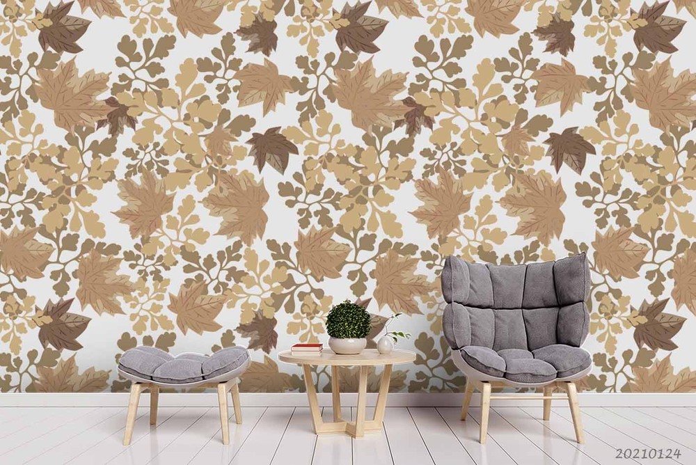3D Autumn Leaves Plants Pattern Wall Murals Wallpaper Murals Wall Sticker 3