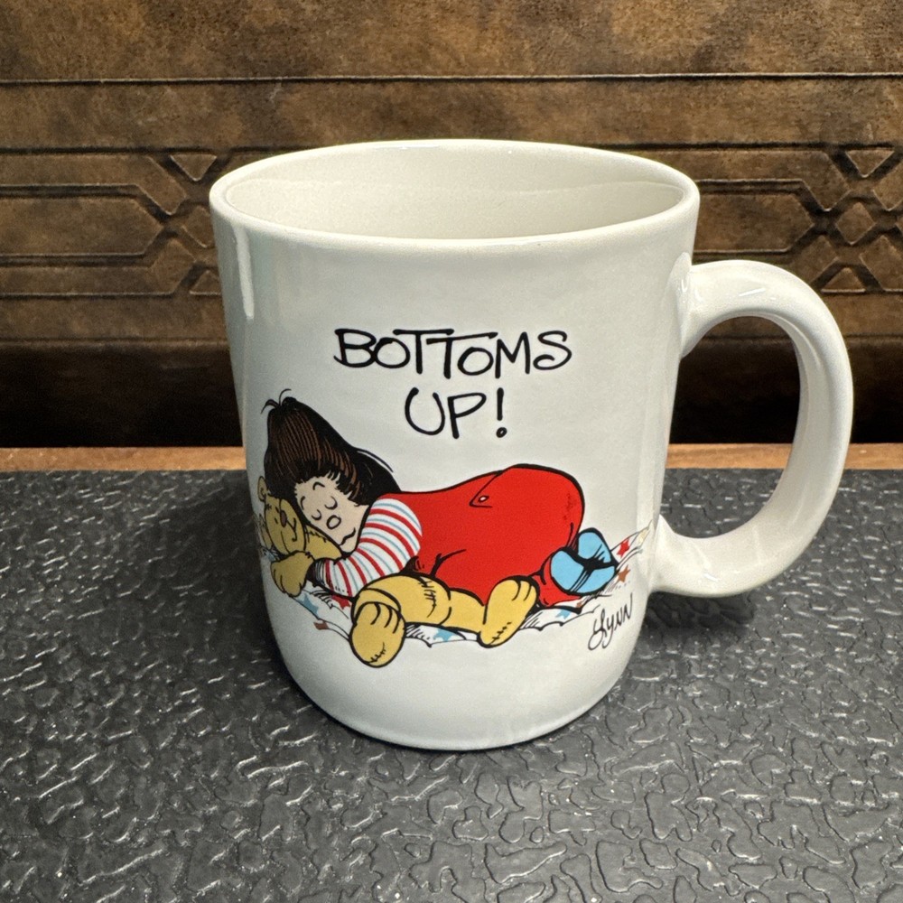 Vintage Bottoms Up! Coffee Mug For Better Or For Worse Lynn Johnston comic Rare