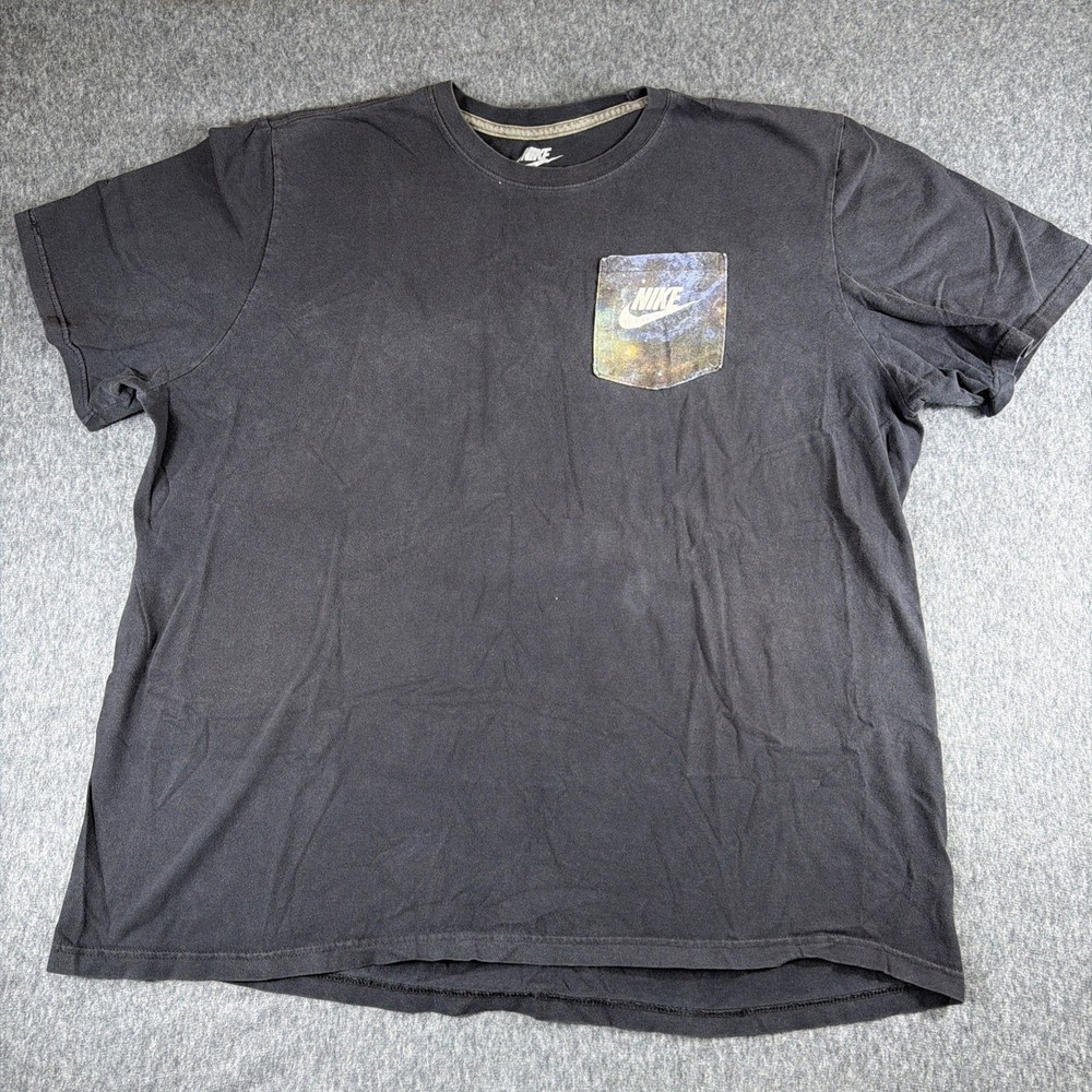 Nike Shirt Mens 3XL Black Galaxy Stained Short Sleeve Tee Logo Pocket